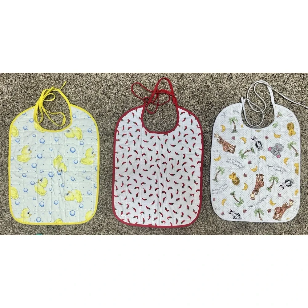 Lot Of 6 Quilted Handmade Bibs Assorted Large Size‎ 12